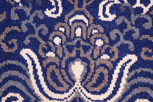 handmade Modern Kafkaz Blue Ivory Hand Knotted RECTANGLE WOOL&VISCOU area rug 8' x 10'