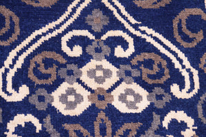 handmade Modern Kafkaz Blue Ivory Hand Knotted RECTANGLE WOOL&VISCOU area rug 8' x 10'