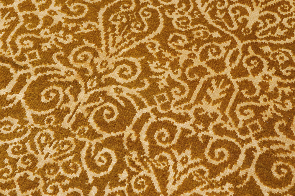 handmade Over Dyed Over Dyed Green Gold Hand Knotted RECTANGLE WOOL&SILK area rug 8' x 10'
