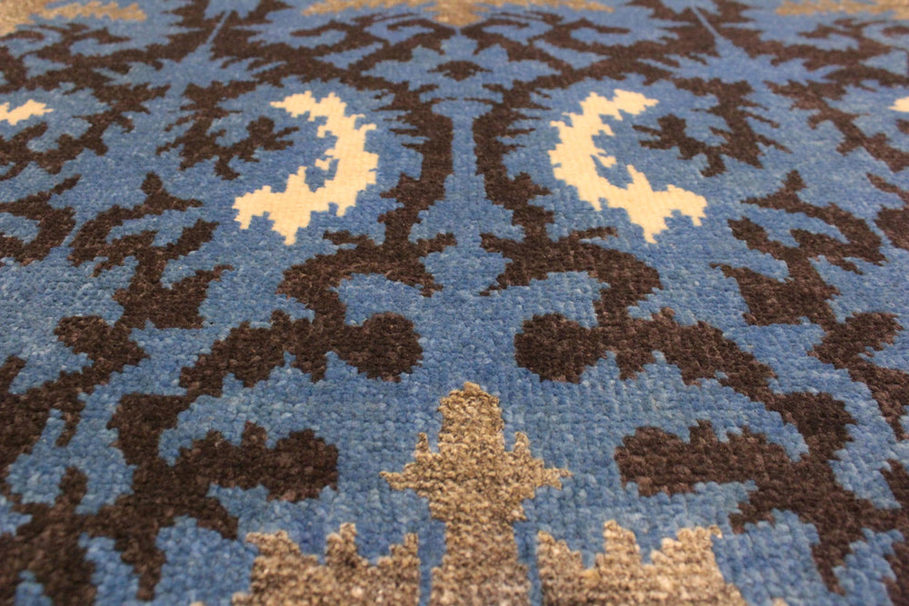 handmade Modern Cianna Lt. Blue Charcoal Hand Knotted RECTANGLE WOOL&VISCOU area rug 4' x 6'