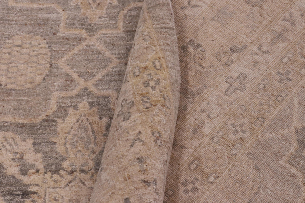 handmade Modern Kafkaz Gray Gold Hand Knotted RECTANGLE 100% WOOL area rug 10' x 14'