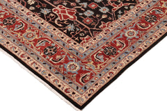 handmade Geometric Kafkaz Black Blue Hand Knotted RECTANGLE 100% WOOL area rug 10' x 14'