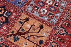 handmade Geometric Kafkaz Rust Blue Hand Knotted RECTANGLE 100% WOOL area rug 9' x 12'