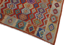 handmade Geometric Kilim Rust Beige Hand-Woven RECTANGLE 100% WOOL area rug 8 x 10