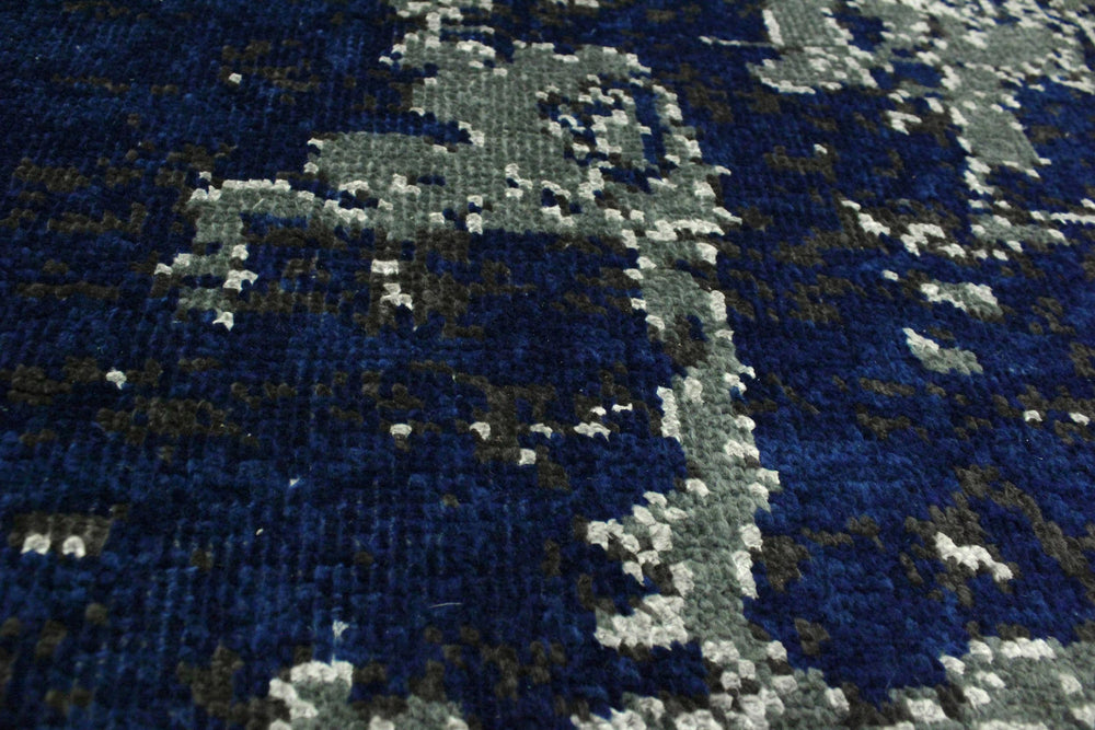 handmade Modern Abstract Blue Ivory Hand Knotted RECTANGLE WOOL&SILK area rug 4' x 6'