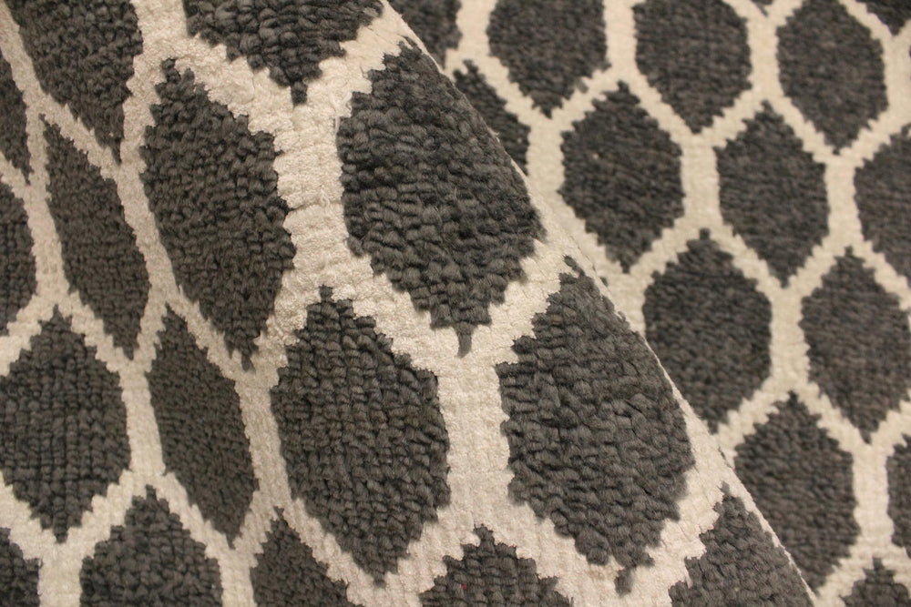 handmade Modern Ailsa Gray Ivory Hand Knotted RECTANGLE WOOL&VISCOU area rug 4' x 6'