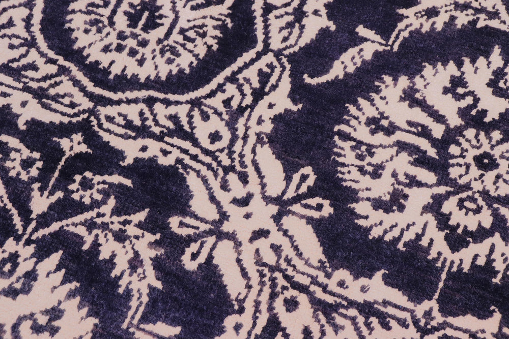 handmade Modern Abstract Blue Beige Hand Knotted RECTANGLE WOOL&SILK area rug 9' x 12'
