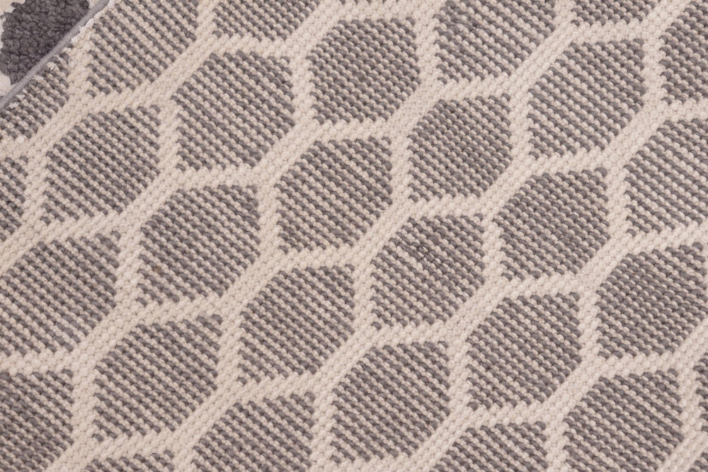 handmade Modern Ailsa Gray Beige Hand Knotted RECTANGLE WOOL&VISCOU area rug 8' x 10'