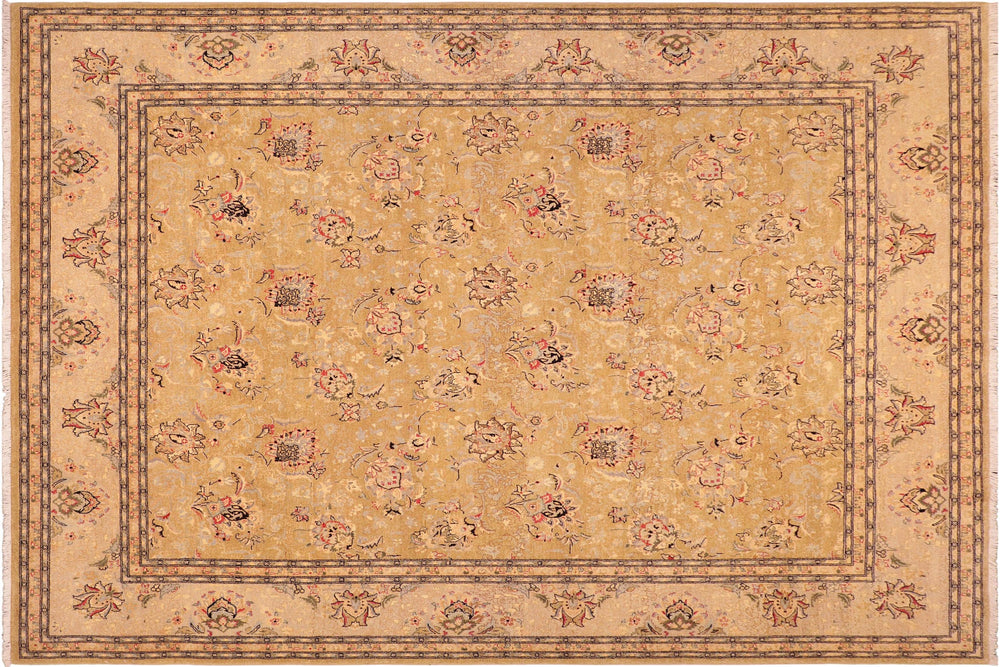 handmade Transitional  Gold Gray Hand Knotted RECTANGLE 100% WOOL area rug 8' x 10'