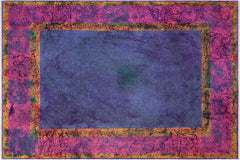 handmade Over Dyed Over Dyed Blue Pink Hand Knotted RECTANGLE 100% WOOL area rug 8' x 10'