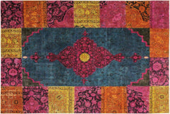 handmade Over Dyed Over Dyed Green Magenta Hand Knotted RECTANGLE 100% WOOL area rug 8' x 10'