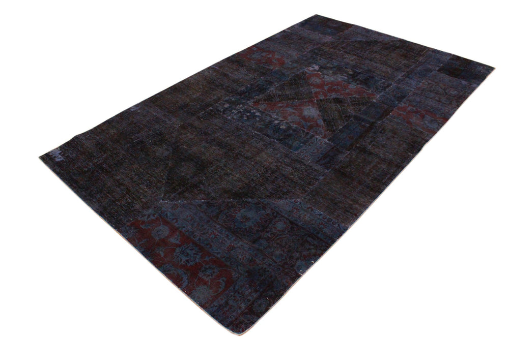 handmade Over Dyed Over Dyed Blue Purple Hand Knotted RECTANGLE 100% WOOL area rug 5' x 8'