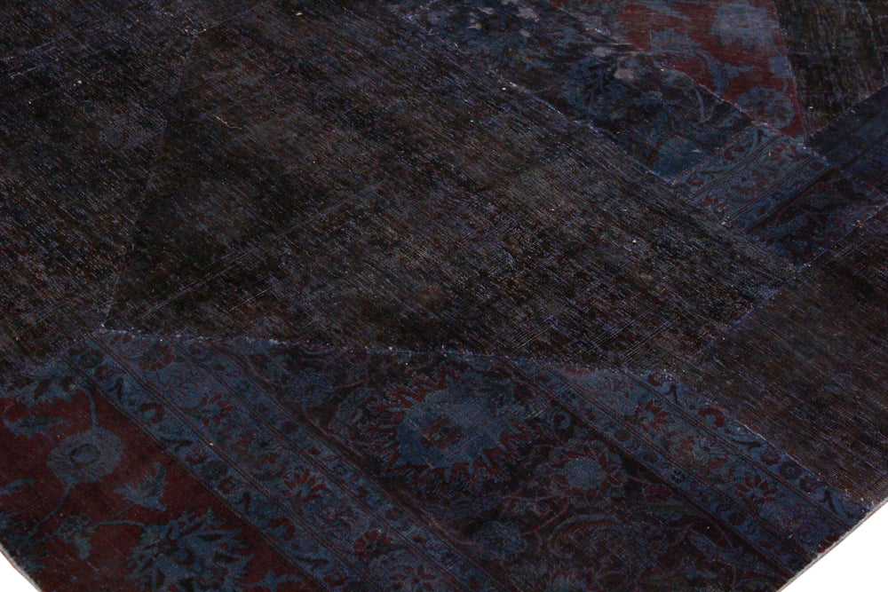 handmade Over Dyed Over Dyed Blue Purple Hand Knotted RECTANGLE 100% WOOL area rug 5' x 8'