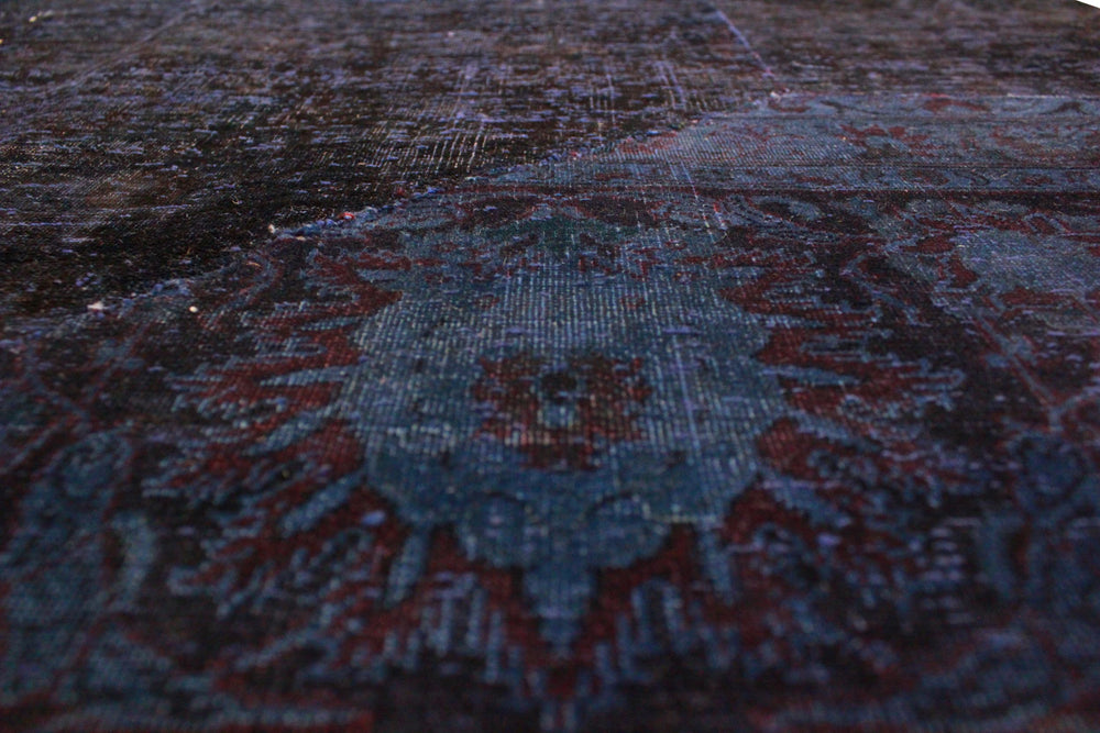 handmade Over Dyed Over Dyed Blue Purple Hand Knotted RECTANGLE 100% WOOL area rug 5' x 8'