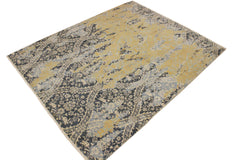 handmade Modern Abstract Gray Ivory Hand Knotted RECTANGLE 100% WOOL area rug 8' x 10'