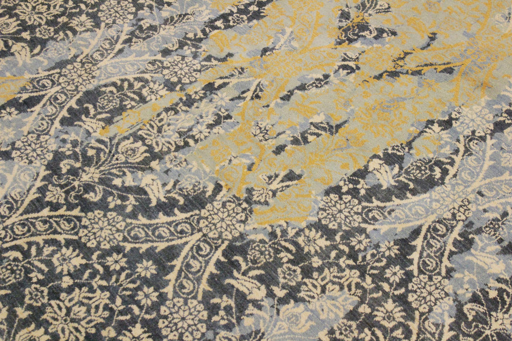 handmade Modern Abstract Gray Ivory Hand Knotted RECTANGLE 100% WOOL area rug 8' x 10'