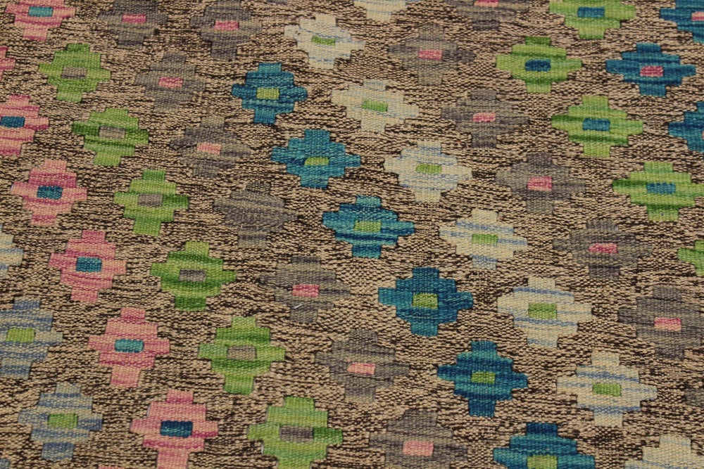 handmade Modern Kilim Gray Green Hand-Woven RECTANGLE 100% WOOL area rug 6x8