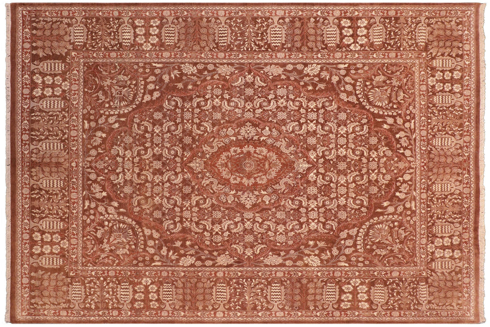 handmade Traditional Tajdar Brown Brown Hand Knotted RECTANGLE 100% WOOL area rug 8x10