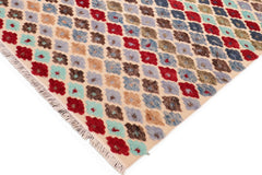 handmade Geometric Moroccan Hi Beige Blue Hand Knotted RECTANGLE 100% WOOL area rug 6' x 9'