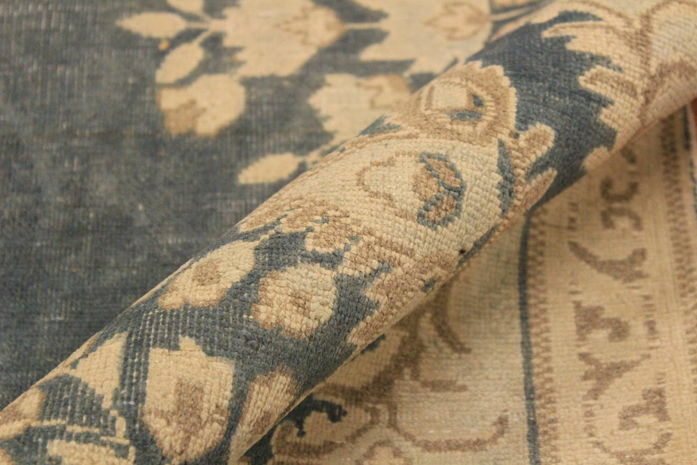 handmade Vintage Hand Painte Gray Beige Hand Knotted RECTANGLE 100% WOOL area rug 7' x 10'