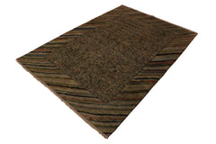 handmade Over Dyed Over Dyed Gray Rust Hand Knotted RECTANGLE 100% WOOL area rug 4' x 6'