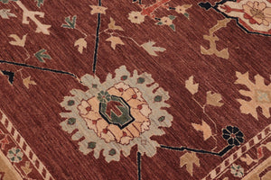 handmade Traditional Kafkaz Brown Tan Hand Knotted RECTANGLE 100% WOOL area rug 10x13