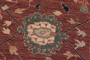handmade Traditional Kafkaz Brown Tan Hand Knotted RECTANGLE 100% WOOL area rug 10x13