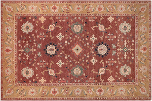 handmade Traditional Kafkaz Brown Tan Hand Knotted RECTANGLE 100% WOOL area rug 10x13