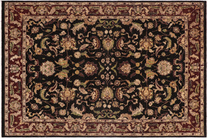 handmade Traditional Kafkaz Black Red Hand Knotted RECTANGLE 100% WOOL area rug 9x11