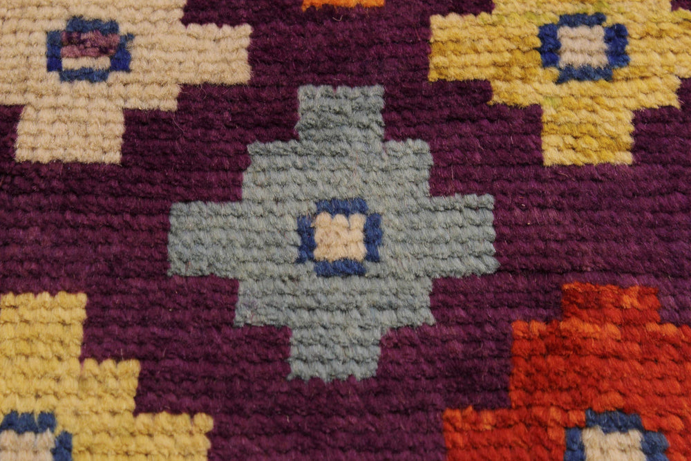 handmade Geometric Balouchi Purple Green Hand Knotted RECTANGLE 100% WOOL area rug 3x5