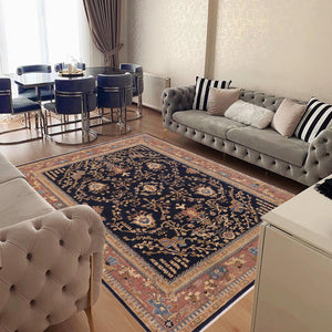 handmade Traditional Kafkaz Blue Lt. Brown Hand Knotted RECTANGLE 100% WOOL area rug 9x12