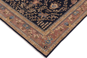 handmade Traditional Kafkaz Blue Lt. Brown Hand Knotted RECTANGLE 100% WOOL area rug 9x12