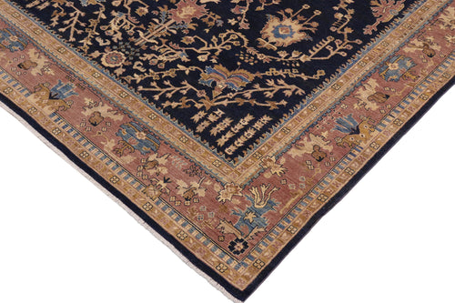handmade Traditional Kafkaz Blue Lt. Brown Hand Knotted RECTANGLE 100% WOOL area rug 9x12
