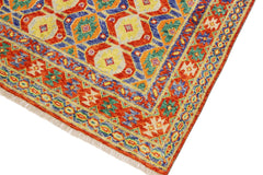 handmade Geometric Balouchi Red Blue Hand Knotted RECTANGLE 100% WOOL area rug 6x8