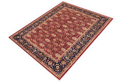 handmade Transitional Kafkaz Red Blue Hand Knotted RECTANGLE 100% WOOL area rug 9' x 12'