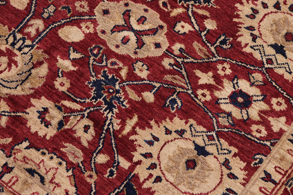 handmade Transitional Kafkaz Red Blue Hand Knotted RECTANGLE 100% WOOL area rug 9' x 12'