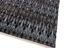 handmade Geometric Moroccan Black Blue Hand Knotted RECTANGLE 100% WOOL area rug 9' x 12'