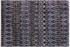 handmade Geometric Moroccan Black Blue Hand Knotted RECTANGLE 100% WOOL area rug 9' x 12'