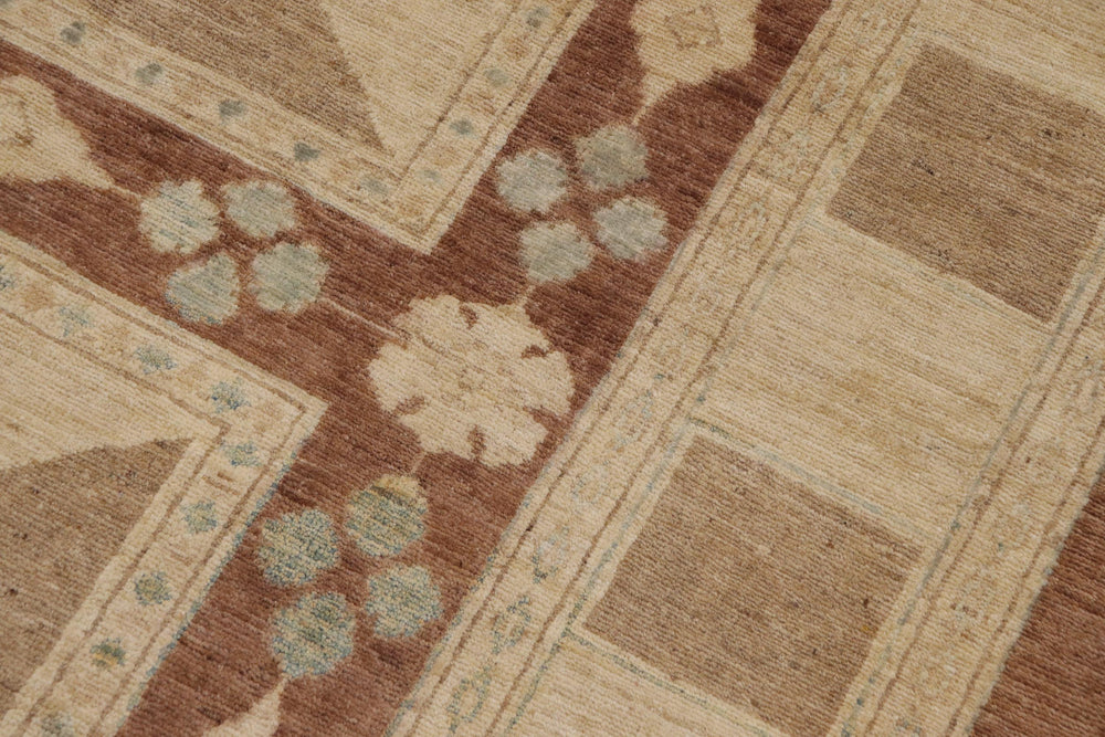 handmade Modern Kafkaz Beige Brown Hand Knotted RECTANGLE 100% WOOL area rug 9' x 12'