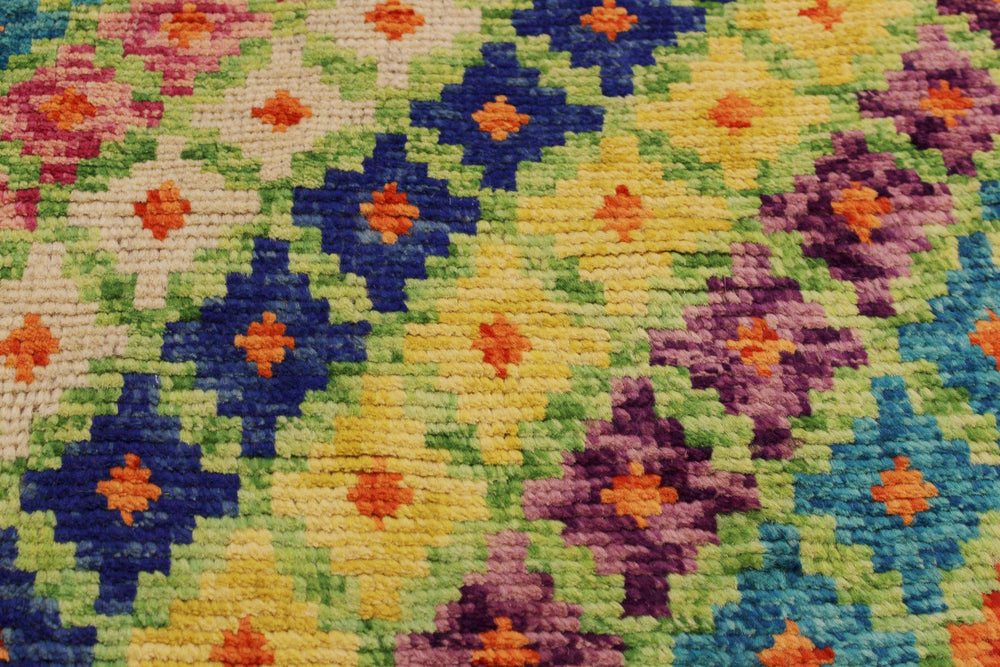 handmade Modern Balouchi Green Orange Hand Knotted RECTANGLE 100% WOOL area rug 5x7