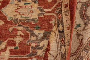 handmade Traditional Kafkaz Rust Beige Hand Knotted RECTANGLE 100% WOOL area rug 9x12