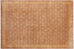 handmade Modern Kafkaz Brown Tan Hand Knotted RECTANGLE 100% WOOL area rug 8' x 12'