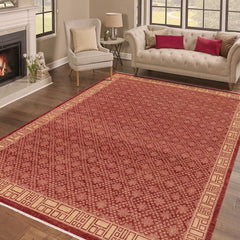 handmade Modern Kafkaz Red Tan Hand Knotted RECTANGLE 100% WOOL area rug 9' x 12'