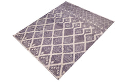 handmade Geometric Moroccan Gray Ivory Hand Knotted RECTANGLE 100% WOOL area rug 8' x 10'