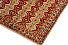 handmade Geometric Balouchi Beige Red Hand Knotted RECTANGLE 100% WOOL area rug 5x7