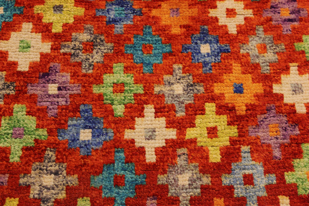 handmade Modern Balouchi Orange Green Hand Knotted RECTANGLE 100% WOOL area rug 5x7