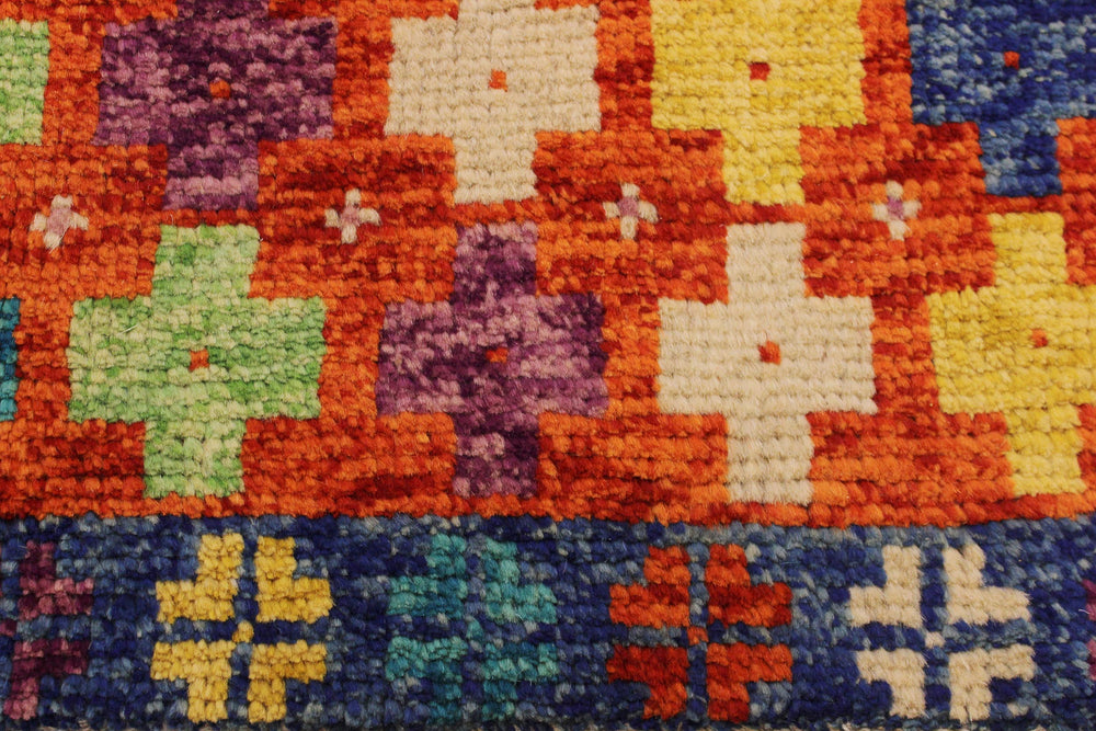 handmade Modern Balouchi Orange Blue Hand Knotted RECTANGLE 100% WOOL area rug 5x7