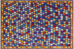 handmade Modern Balouchi Blue Gold Hand Knotted RECTANGLE 100% WOOL area rug 5x7