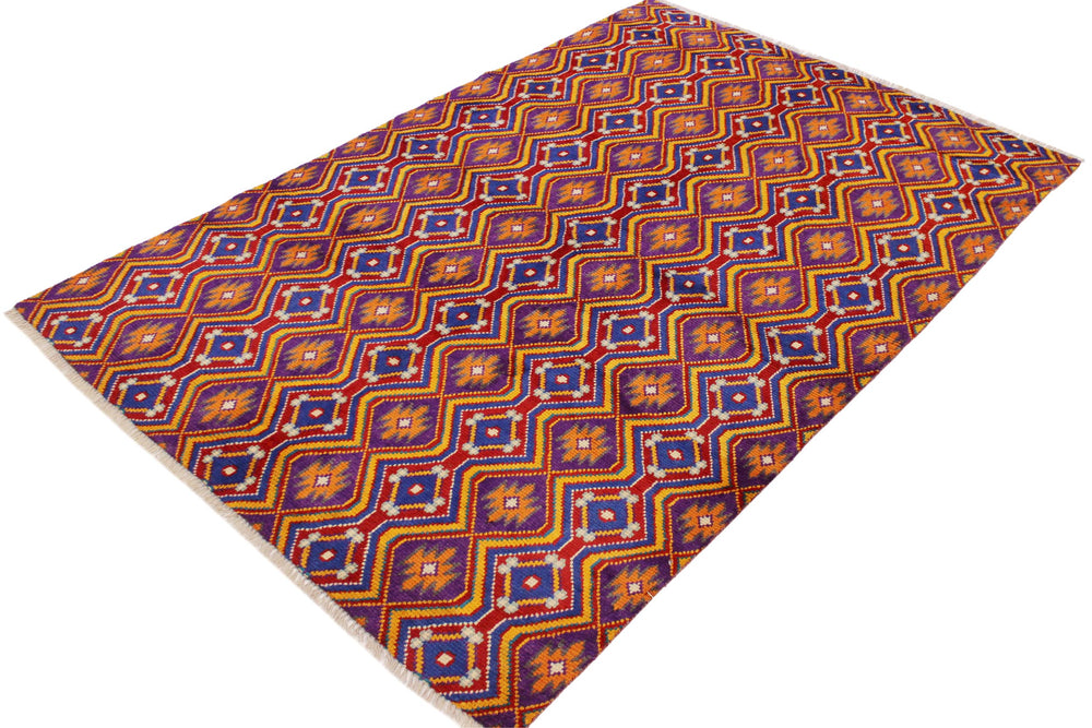 handmade Modern Balouchi Purple Blue Hand Knotted RECTANGLE 100% WOOL area rug 5x7
