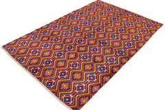 handmade Modern Balouchi Purple Blue Hand Knotted RECTANGLE 100% WOOL area rug 5x7